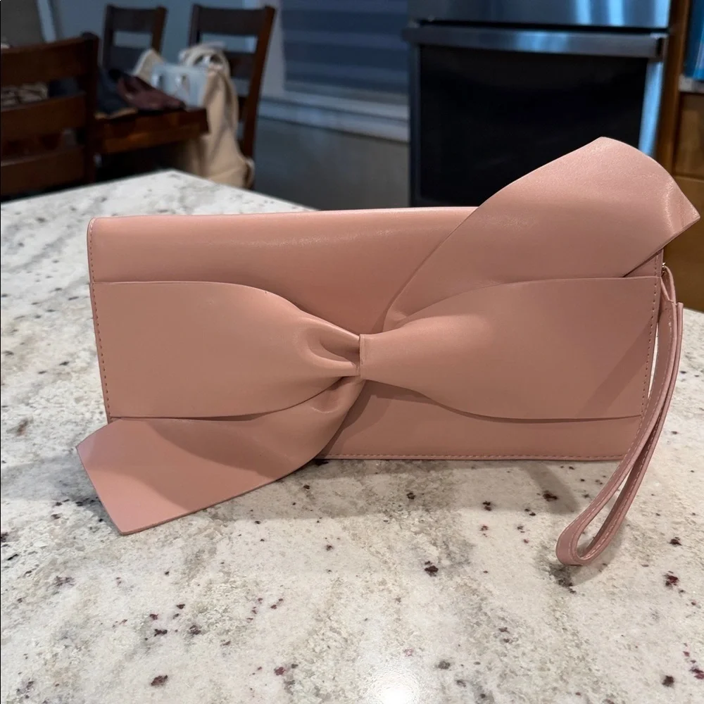a new day Blush Pink Clutch with Bow Accent